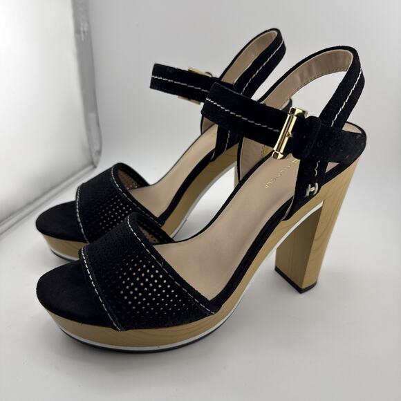 Tommy Hilfiger Women's Weslee Women’s 8.5 Black Suede Platform Heeled Sandal NEW - Picture 5 of 16